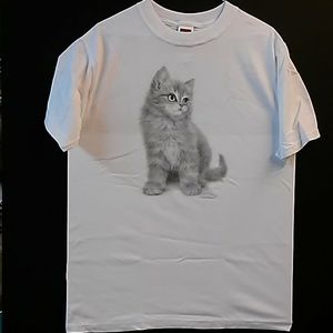 Cat T shirt.  Blue eyed kitten by Virginia Miller